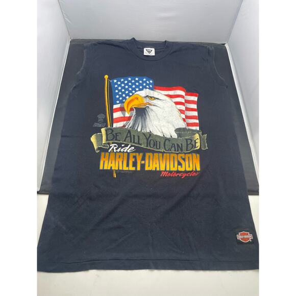 90s Harley Davidson Be All You Can Be Ride Motorcycle Muscle Shirt Size XL - Picture 2 of 8
